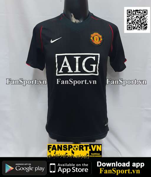 Áo đấu Manchester United 2007-2008 away shirt jersey black 238347 Nike