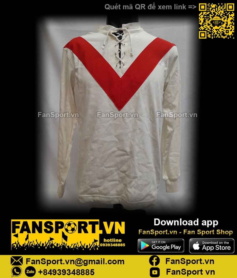 Áo đấu Manchester United 1909-1927 home white shirt jersey Toffs retro