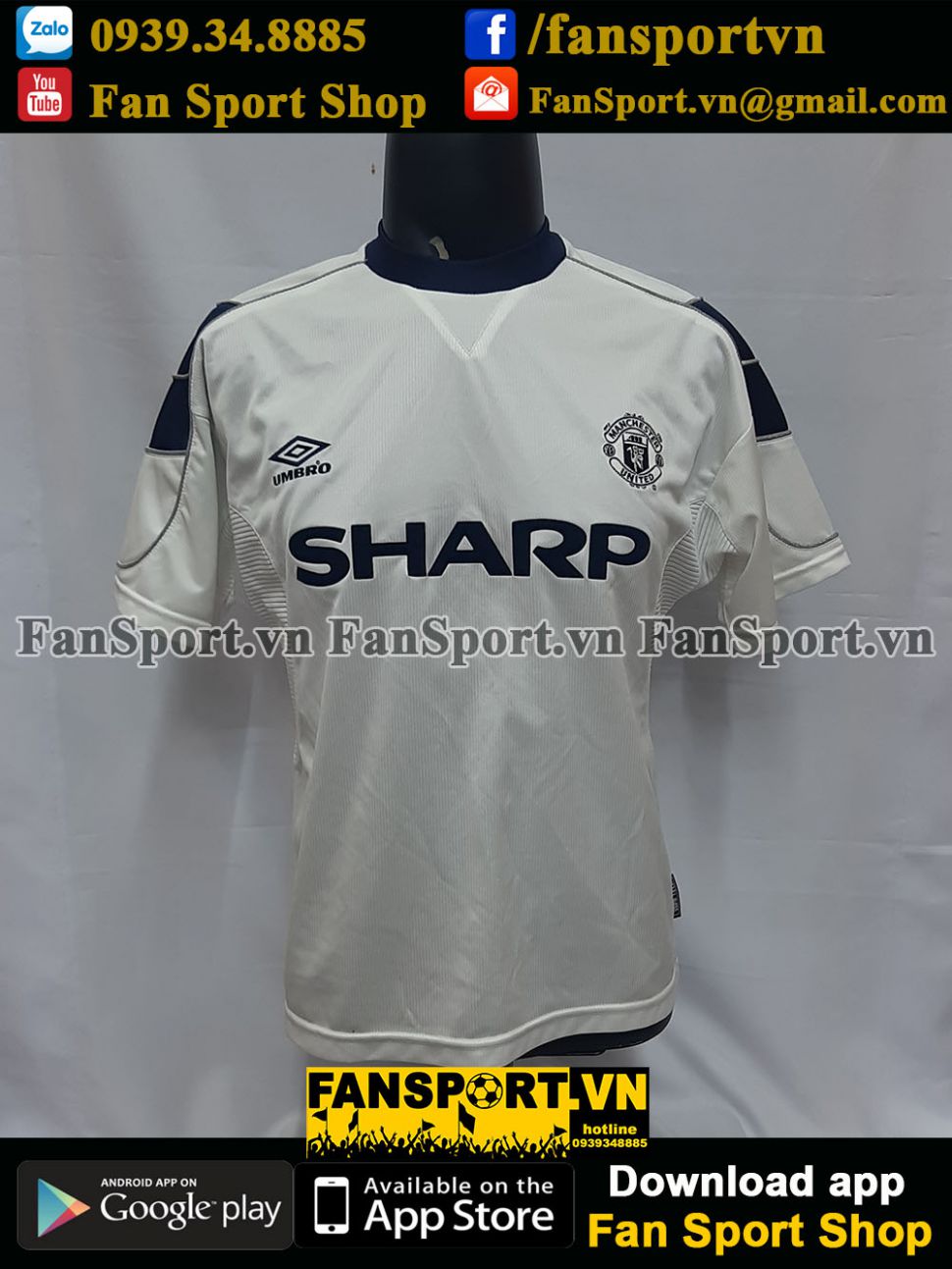 Áo đấu Treble #99 Manchester United 1999-2000 third white shirt jersey