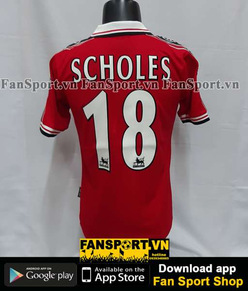 Áo đấu Scholes #18 Manchester United 1998-1999-2000 home shirt jersey