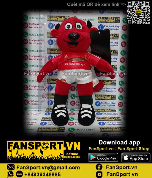 Thú bông 25cm Fred the Red mascot Manchester United red Chevrolet new