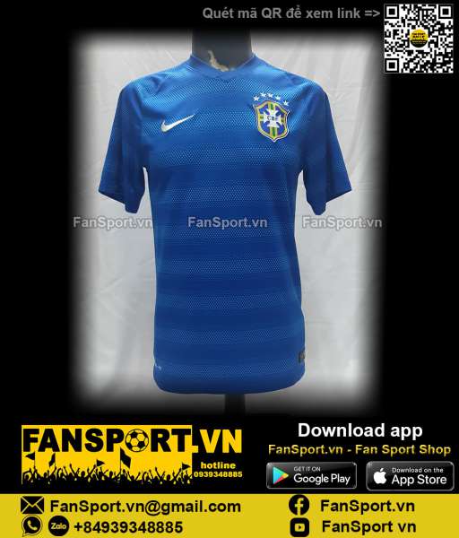 Áo đấu Brazil 2014-2015 away shirt jersey blue 575282-493 Nike