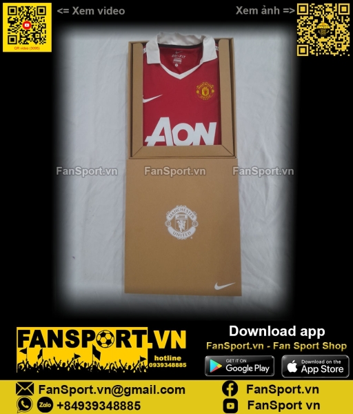 Box áo Manchester United Nike AON 2010-2011 home shirt authentic BNWT