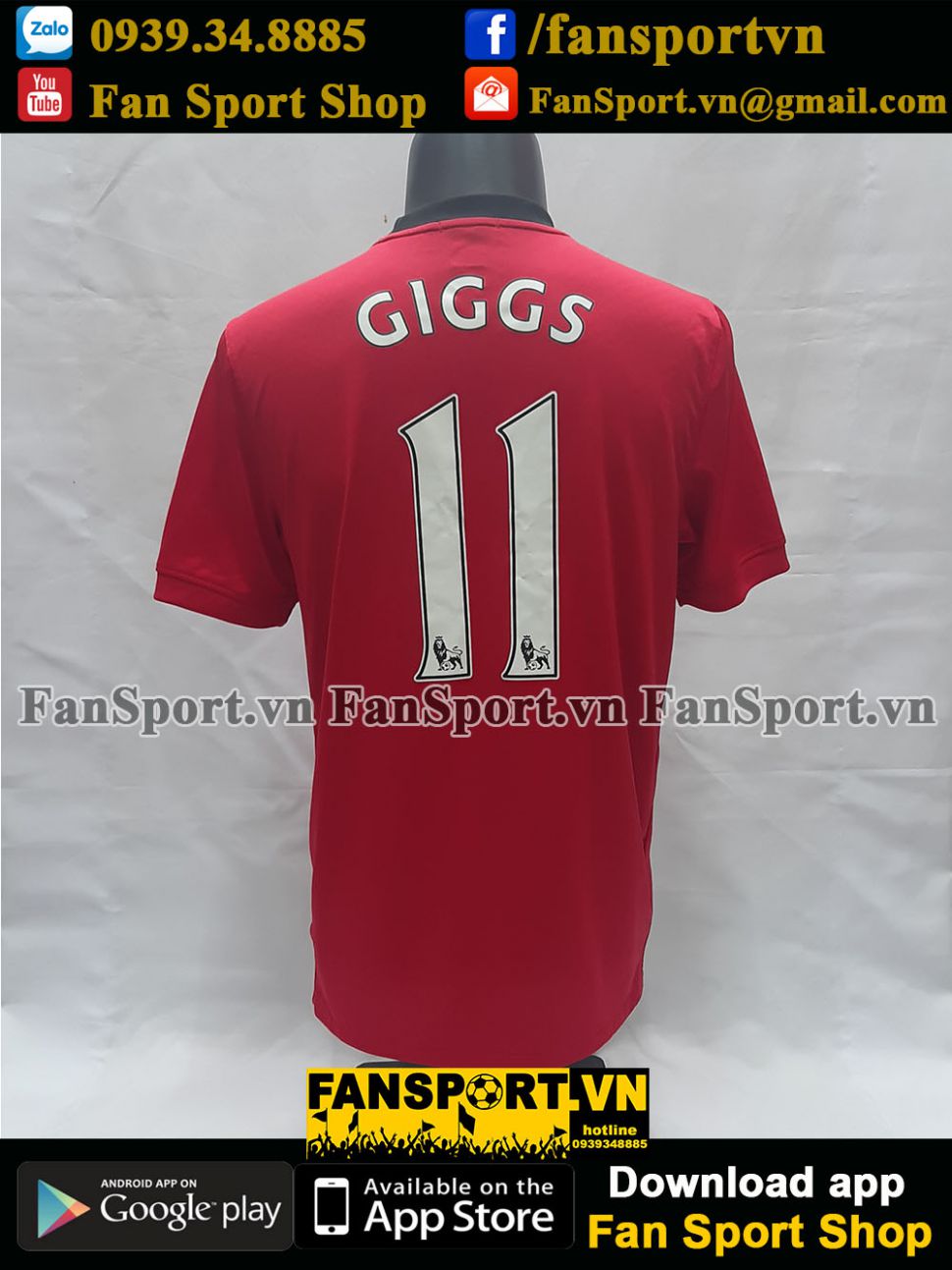 Áo đấu Giggs #11 Manchester United 2009-2010 home shirt jersey red