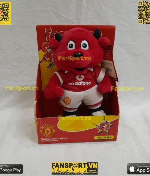 Thú bông 26cm Fred the Red mascot Manchester United red Vodafone new