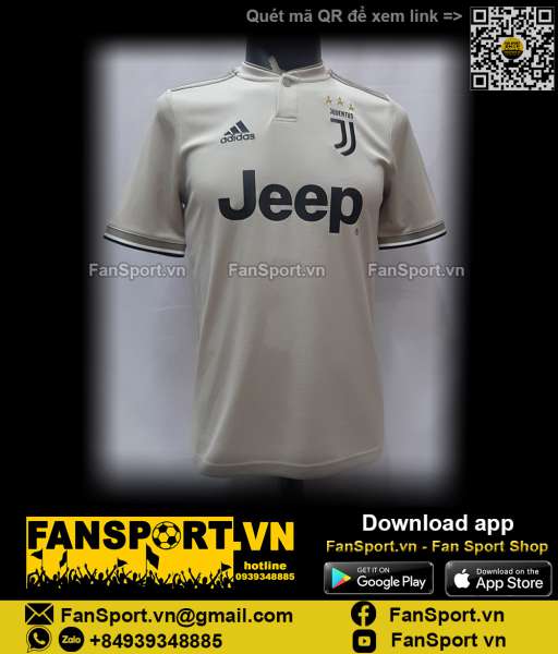 Áo đấu Ronaldo Juventus 2018-2019 away grey shirt jersey CF3506 Adidas
