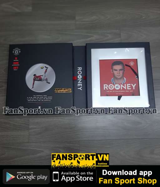 Box 258/400 áo Manchester United Rooney 400 match hand signed limited