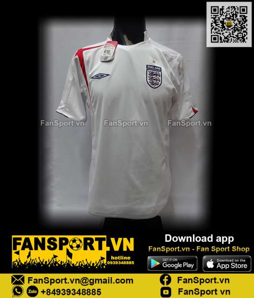 Áo đấu England 2005-2006-2007 home shirt jersey white World Cup BNWT