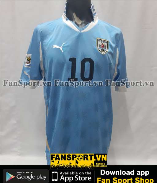 Áo Forlan 10 Uruguay 2010-2011 home shirt jersey World Cup blue