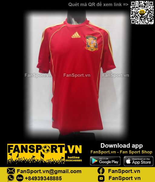 Áo đấu Spain 2008-2009 home shirt jersey red Euro 614398 Adidas