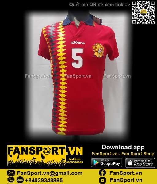 Áo Spain 1994-1995-1996 home shirt jersey red T-Shirt X27970 Adidas