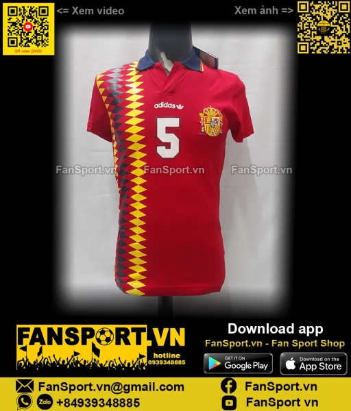 Áo Spain 1994-1995-1996 home shirt jersey red T-Shirt X27970 Adidas