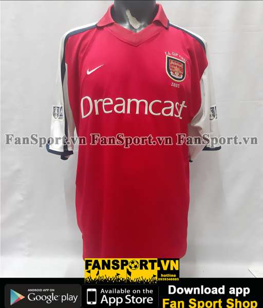 Áo đấu Arsenal FA Cup final 2002 home shirt jersey red 2000 2001