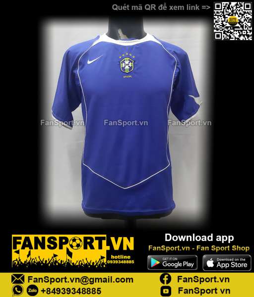 Áo đấu Brazil 2004-2005-2006 away shirt jersey blue 116601 Nike