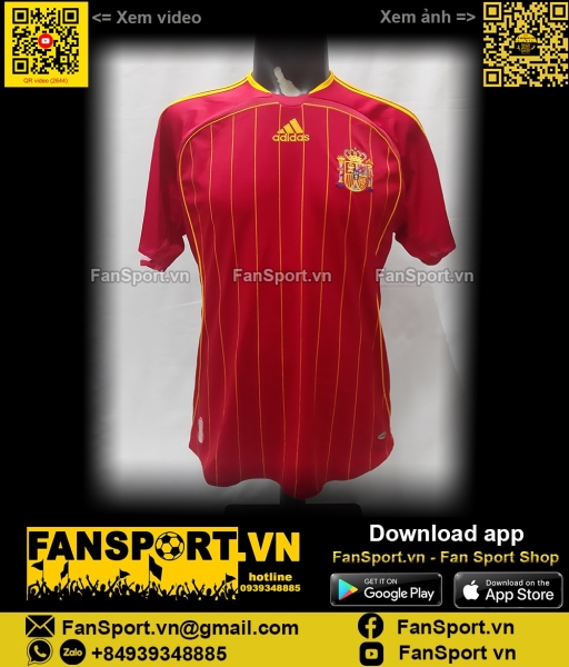 Áo đấu Spain 2005 2006 2007 home shirt jersey red 074100 Adidas XLB