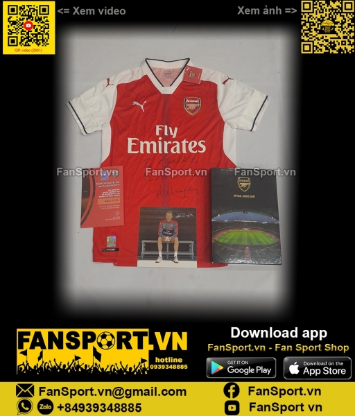 Box Arsène Wenger signed Arsenal 2016-2017 home shirt COA limited set