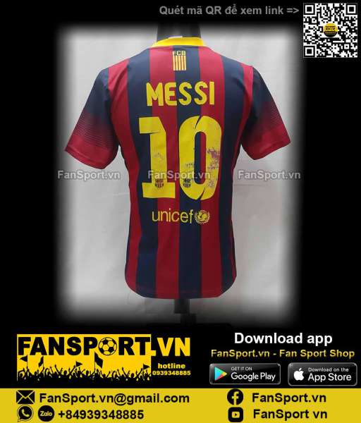 Áo đấu Messi 10 Barcelona 2013-2014 home shirt jersey red blue