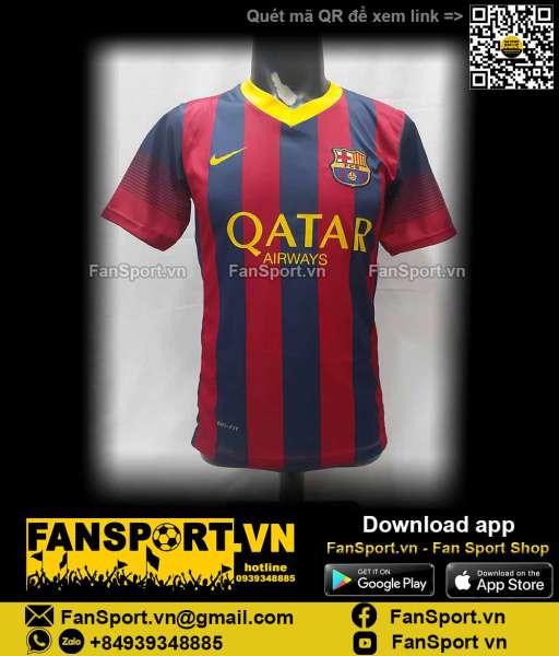 Áo đấu Messi 10 Barcelona 2013-2014 home shirt jersey red blue