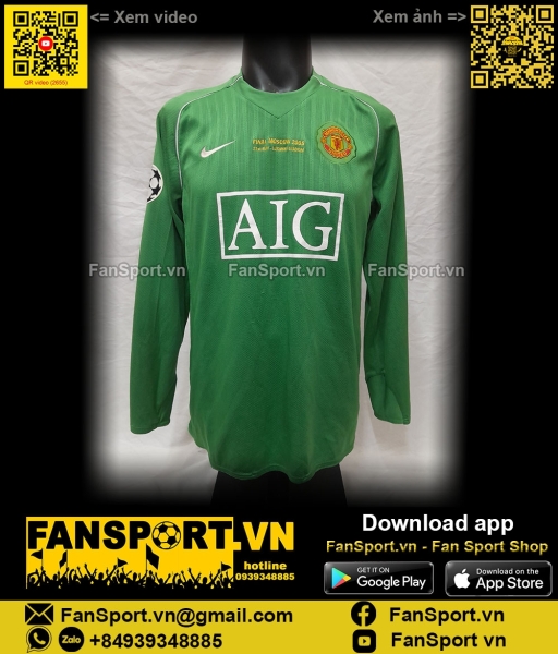 Áo Van Der Sar ManUtd Champion League Final 2008 green goalkeeper GK