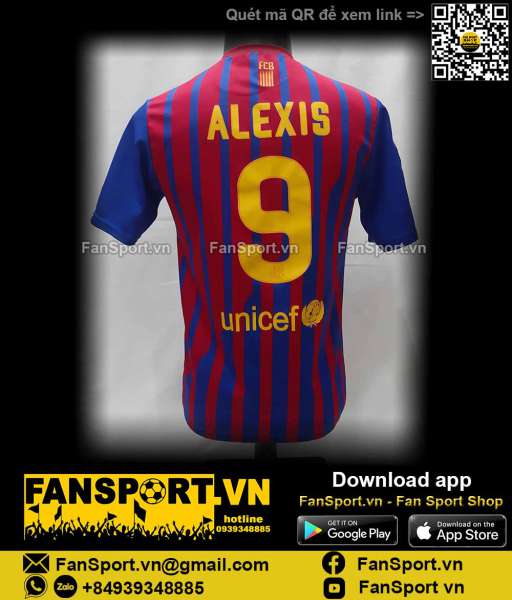 Áo đấu Alexis 9 Barcelona 2011-2012 home shirt jersey red blue