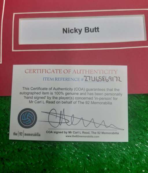 Photo chữ ký Nicky Butt Manchester United signed