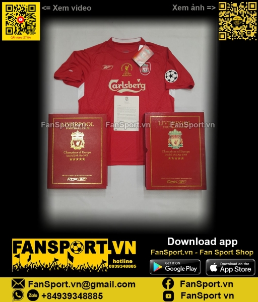 Box áo Liverpool Champion League Winner 2005 home shirt 04016 limited