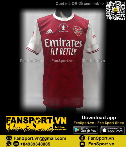 Áo Arsenal FA Cup Final 2020 home shirt jersey 2021 red BNWT EH5817