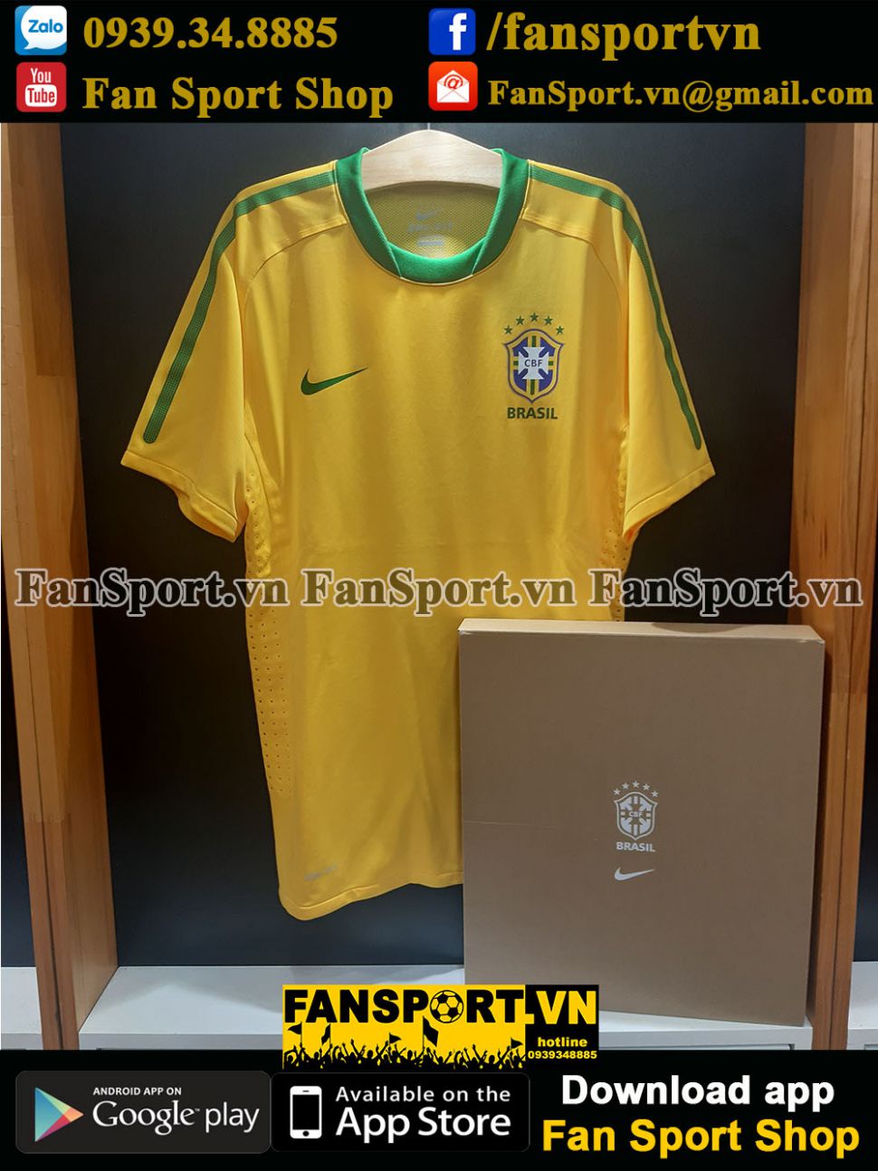 Box áo Brazil 2010-2011 home player issue shirt jersey 1067 Limited