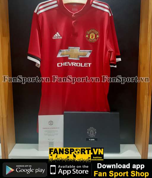 Box Lukaku signed Manchester United 2017-2018 home shirt jersey red