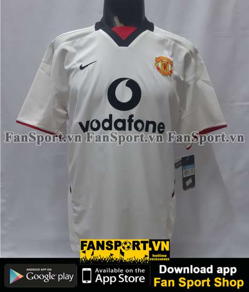 Áo đấu Manchester United 2002-2003 away shirt jersey white BNWT