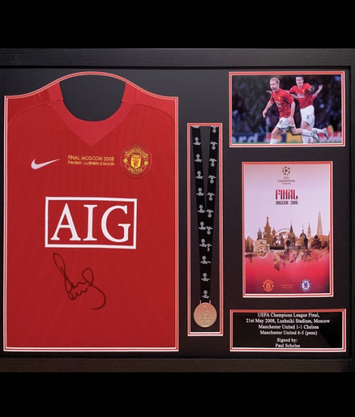 Frame Manchester United Champion League Final 2008 shirt Scholes sign