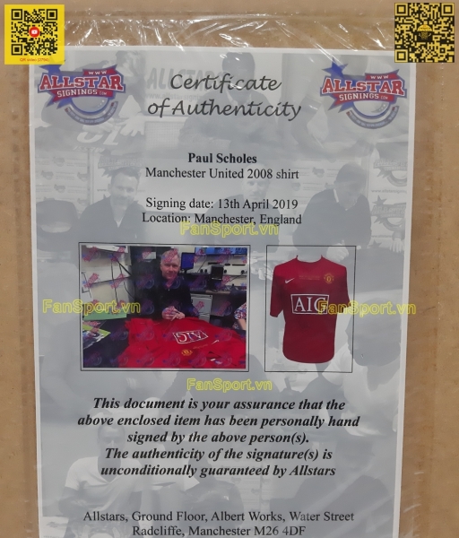 Frame Manchester United Champion League Final 2008 shirt Scholes sign