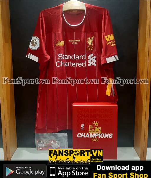 Box áo Liverpool Premier League champs 2019-2020 home shirt jersey red
