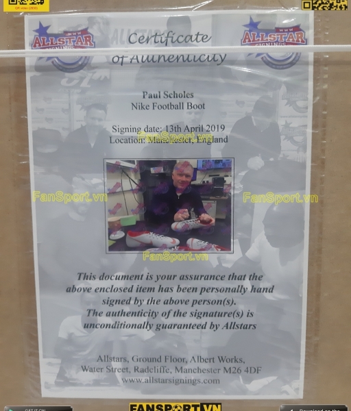 Giày chữ ký Scholes Manchester United shoes signed frame khung