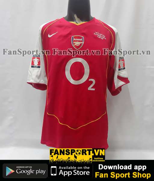 Áo đấu Arsenal FA Cup final 2005 home shirt jersey red 2004