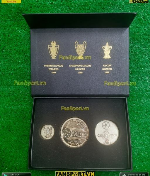 Box medal Manchester United Treble 1999 Premier League Champion FA cup