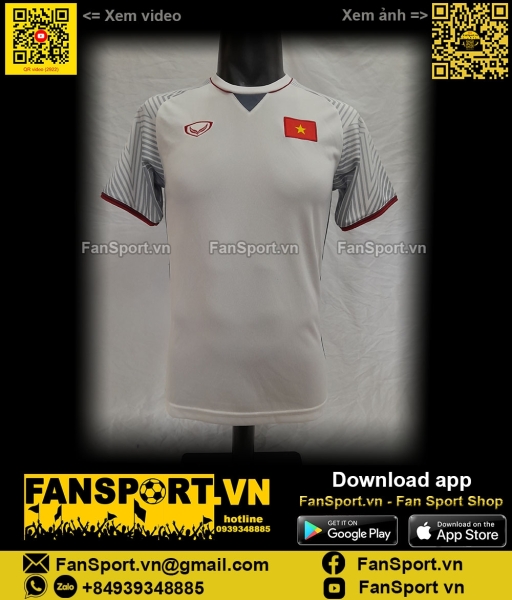 Áo đấu Việt Nam 2018 away trắng Grand Sport shirt jersey Vietnam S