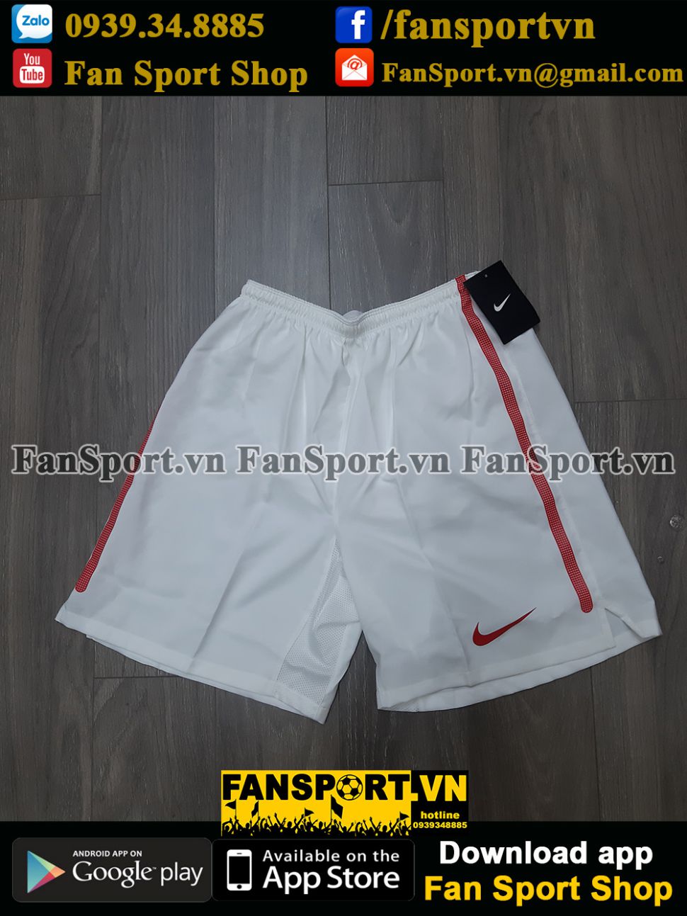 Quần cầu thủ Việt Nam 2010-2011 trắng short white player Vietnam Nike