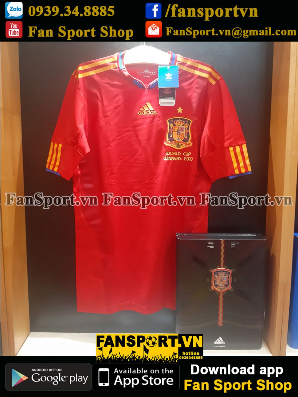 Box 2 áo Spain Adidas Techfit World Cup 2010 retro 1982 limited set