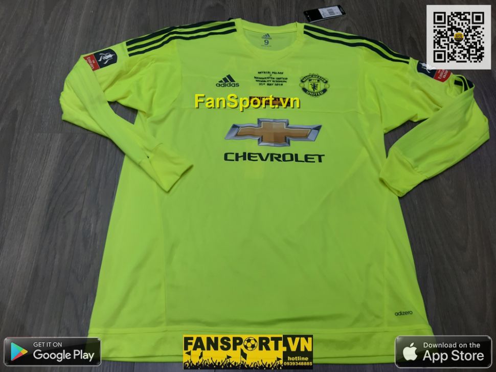 Áo De Gea Manchester United FA Cup final 2016 shirt goalkeeper adizero