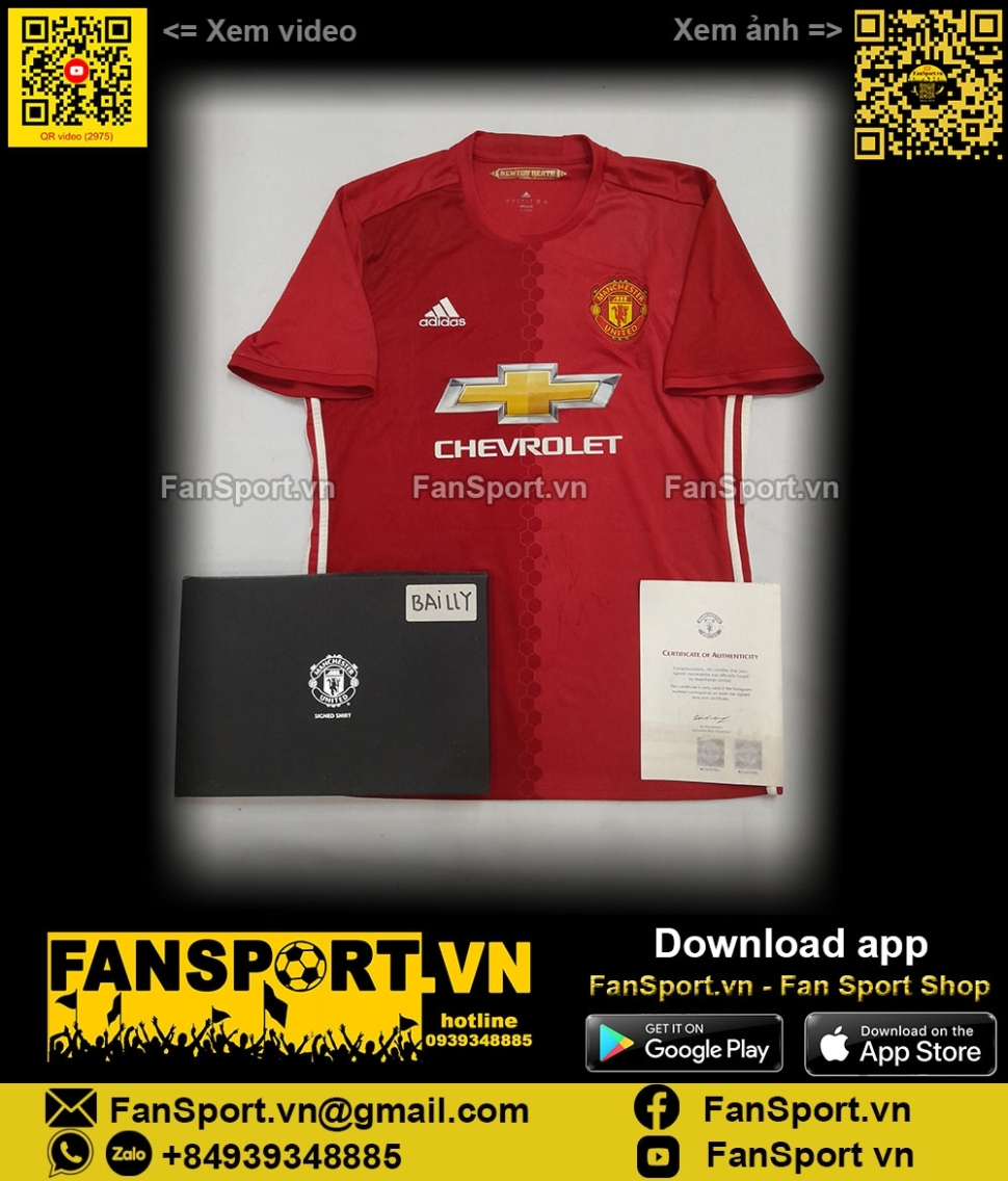 Box Bailly signed Manchester United 2016-2017 home shirt jersey AI6720