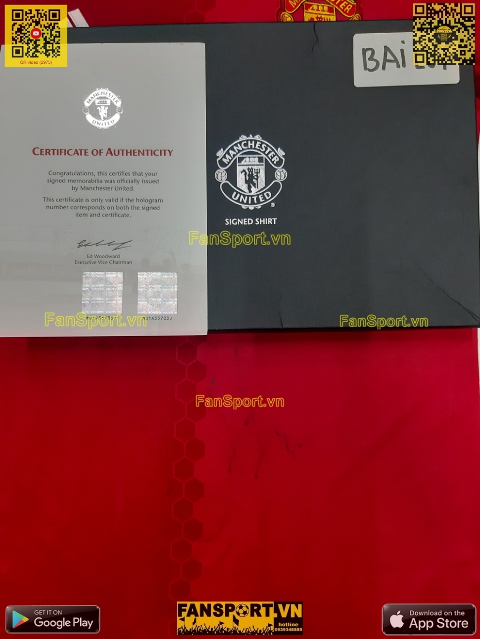 Box Bailly signed Manchester United 2016-2017 home shirt jersey AI6720