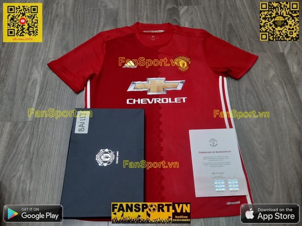 Box Bailly signed Manchester United 2016-2017 home shirt jersey AI6720