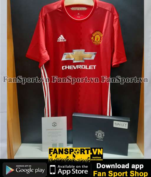 Box Bailly signed Manchester United 2016-2017 home shirt jersey red