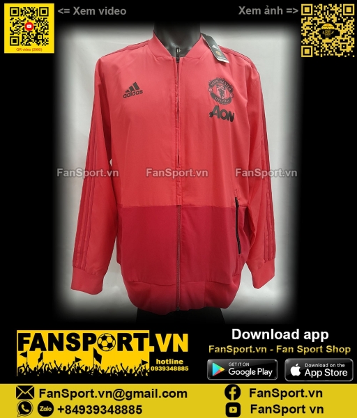 Áo khoác Manchester United 2018-2019 pink jacket coach Adidas CW7629