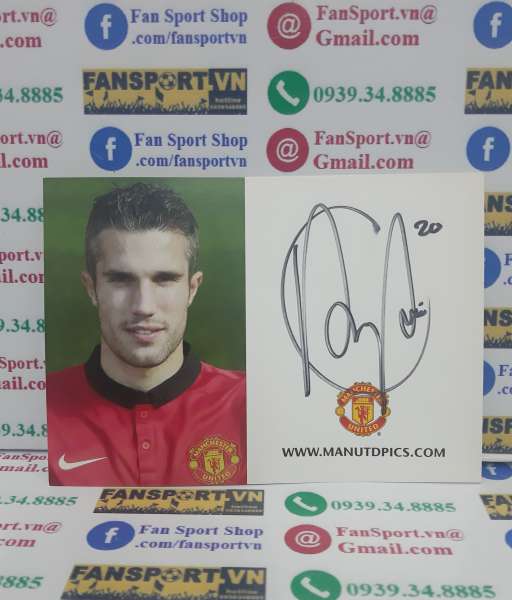 Photo chữ ký Van Persie Manchester United 2013 2014 home sign tem COA