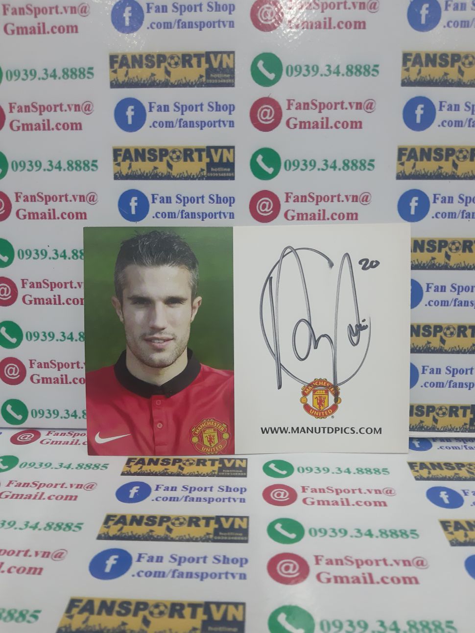 Photo chữ ký Van Persie Manchester United 2013 2014 home sign tem COA