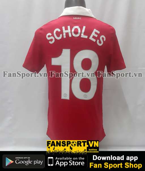 Box áo Scholes Manchester United Nike AON 2010-2011 home shirt limited