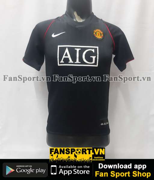 Áo đấu Manchester United 2007-2008 away shirt jersey black XLB