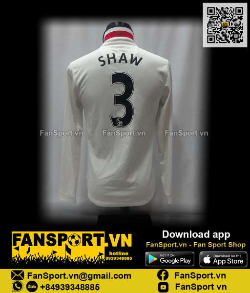 Áo đấu Shaw 3 Manchester United 2014-2015 away shirt jersey white long